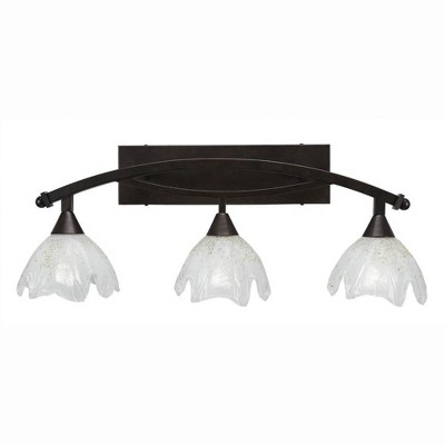 Toltec Lighting Bow 3 - Light Vanity in  Bronze with 7" Gold Ice Shade