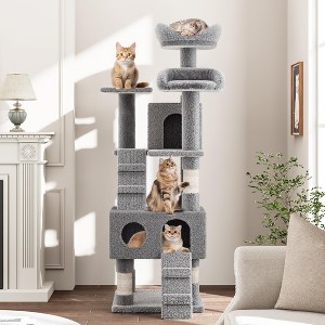 Large Cat Tree for Big Cats, Multi-Level Cat Tower for Indoor Cats, Scratching Post,Condo,Platforms,Cat Tunnel,Hammock,Feeding Station,Pet Play House - 1 of 4