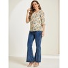 INSPIRE CHIC Women's Round Neck Ruffle 3/4 Sleeve Floral Print Chiffon Blouse - 3 of 4