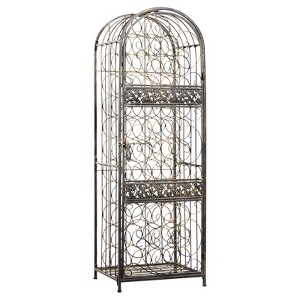 Aghana Digitals 45-Bottle Lockable Iron Wine Rack with Ornate Design - Black Antique Bronze 17.80×14.30×52.00 in - 1 of 4