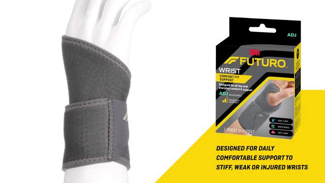 FUTURO Comfort Fit Wrist Support, Adjustable Everyday Wrist Brace - 1pk, 2 of 15, play video