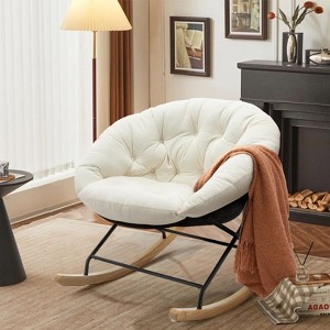 Upholstered Rocking Chair, Living Room Accent Armchair with cushion for Home, Bedroom, Office-Cream - 1 of 4
