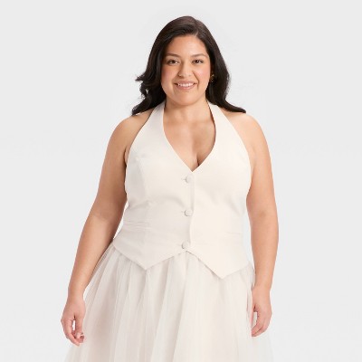 Women's Signature Crepe Vest - A New Day™ Cream