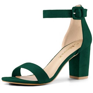 Allegra K Women's Back to College Open Toe Ankle Strap Chunky Heel Sandals - 1 of 4