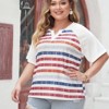 Coolmee Women Summer Plus Size Tops Casual Short Sleeve Tee Shirt V Neck Loose Fit Striped Shirt Blouses - 4 of 4