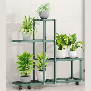 Plant Stand With Wheels, Metal Tiered Plant Stand Flower Display Stand Indoor Plant Shelf Flower Pot Holder Rack for Living Room Patio Garden Home - 1 of 4