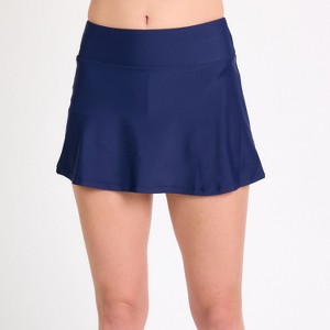 Calypsa Women's Chlorine Resistant High Waisted Mini Swim Skirt With Shorts - 1 of 4