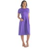 24seven Comfort Apparel Petite Midi Dress with Short Sleeves and Pocket Detail - 2 of 4