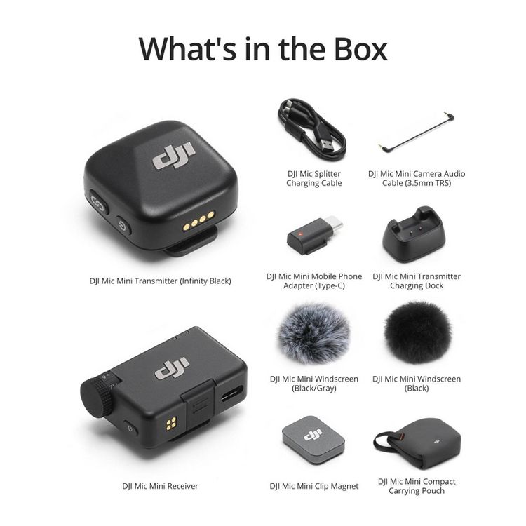 DJI Mic Mini (1TX + 1RX): Unidirectional, Dynamic Microphone System, 1 of 7