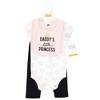 Hudson Baby Infant Girl Cotton Bodysuit, Pant and Bib Set, Daddys Little Princess - 2 of 4