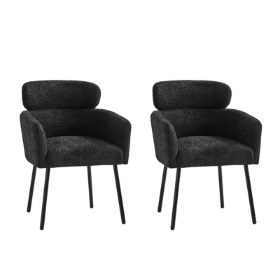 Curt Boucle Elevated Backrest Dining Chair with Metal Legs Set of 2 | Artful Living Design