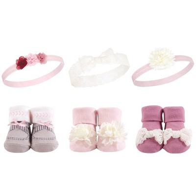  Hudson Baby Infant Girl Headband and Socks Giftset 6pc, Boho, One Size 