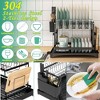 Sevobal Utility Storage Shelves, Multifunctional Dish Drying Rack with Drainboard, 2-Tier Dish Racks for Kitchen Counter, Black, 16.6"*12"*13" - 3 of 4
