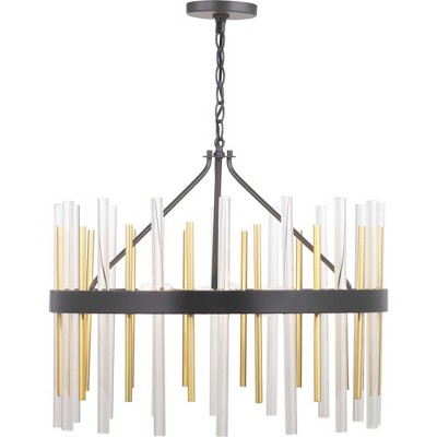 Orrizo Black and Gold 6-Light Drum Chandelier with Clear Glass