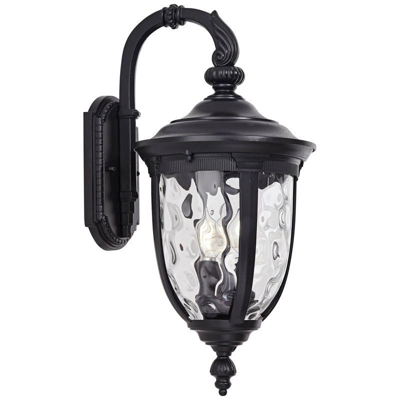 John Timberland Bellagio Vintage Rustic Outdoor Wall Light Fixture Textured Black Downbridge 20 1/2" Clear Hammered Glass for Post Exterior Barn Deck, 1 of 8