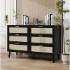 46.66"Modern 6 Drawer Dresser Wood Cabinet (Walnut) - 2 of 4