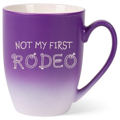 100 North Rope Design 10 Ounce Purple and White Two Toned Ombre, Comfortably Fits Your Hands, Ceramic Tea Coffee Cup Mug, Not My First Rodeo