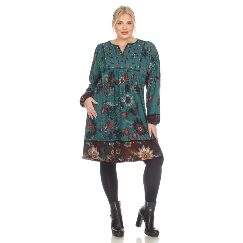 Plus Size Paisley Floral Embroidered Sweater Dress, 5 of 6