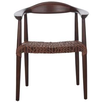 Juneau Leather Woven Accent Chair  - Safavieh