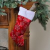 Northlight 20-Inch Red and Silver Glitter Snowflakes Christmas Stocking With a Faux Fur Accent - 2 of 3