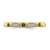 Black Bow Jewelry 14k Yellow Gold Created Emerald & .05 Ctw Diamond Stackable Band - 4 of 4