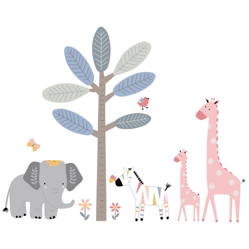 Lambs & Ivy Jazzy Jungle Elephant/Zebra/Giraffe/Tree Wall Decals/Stickers, 1 of 5