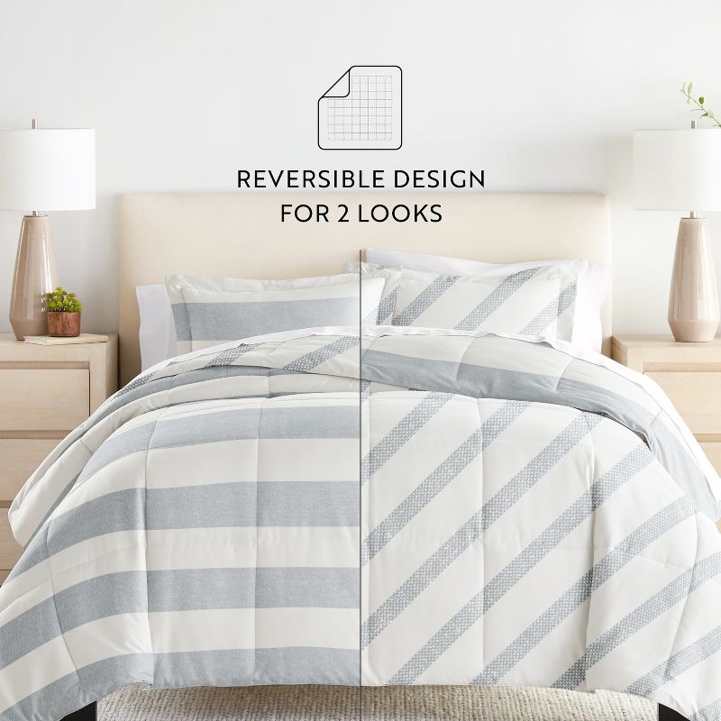 Geometric Modern Reversible Soft Comforter Sets, Down Alternative, Easy Care - Becky Cameron, 4 of 22
