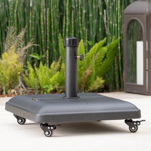 Gulches Wheelie Umbrella Base - Square Heavy-Duty Portable Stand for Patio, Garden, and Beach Umbrellas,Black - 1 of 4