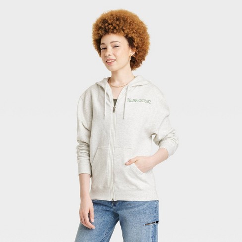 Zip-Through Denim Hoodie With Sash And Patches - Ready-to-Wear