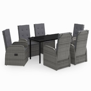 vidaXL Patio Dining Set Outdoor Dining Set Table and Chair Set for Garden - Gray 7 Piece with Cushions 55.1" Table Length - 1 of 4