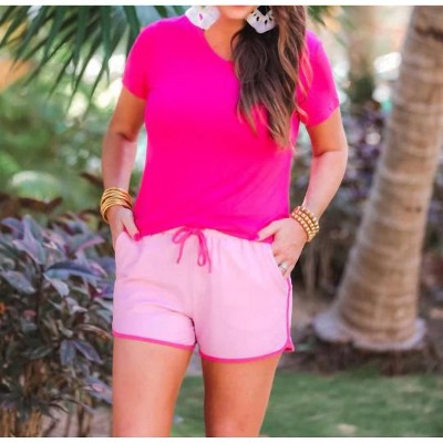 Women's Think Pink Solid Drawstring Everyday Shorts - Jess Lea