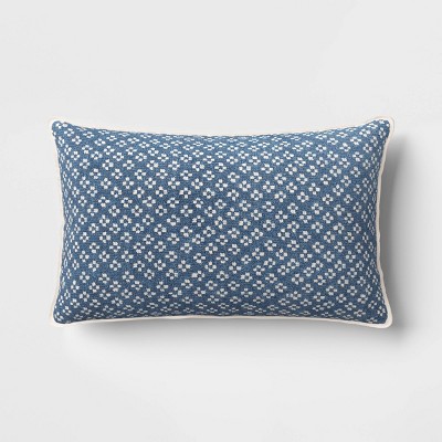 Lumbar Block Print Throw Pillow Blue - Threshold™
