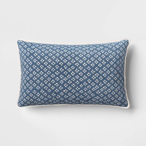 Lumbar Block Print Throw Pillow Blue - Threshold™ - 1 of 4