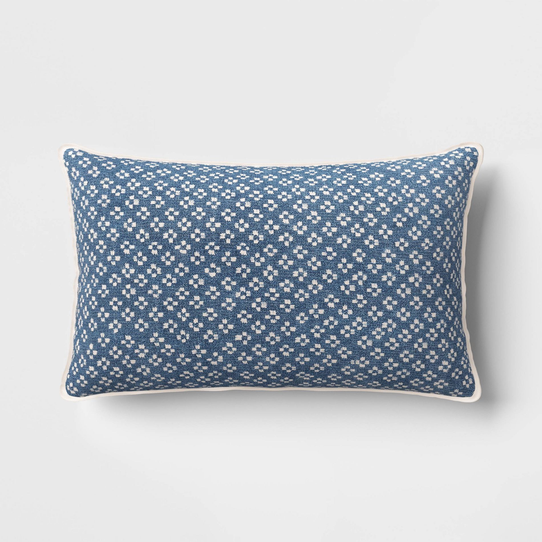 Lumbar Block Print Throw Pillow Blue - Threshold™
