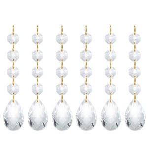 Unique Bargains Crystal Pendants Teardrop Beads for DIY Lamp Arts Crafts Decoration 6 Pcs - 1 of 4