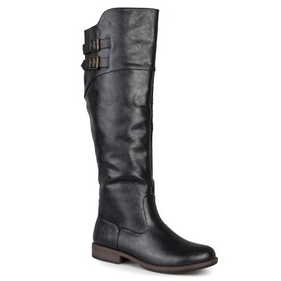 Journee Collection Womens Tori Stacked Heel Riding Boots Black 8 : Target