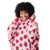 Strawberries All-Over Print Pink Long Sleeve Oversized Hoodie Wearable Blanket-OSFA - 4 of 4