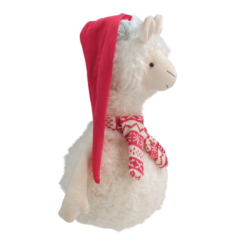 Northlight 17.75" White Llama with Red Santa Hat Christmas Table Top Decoration, 2 of 3