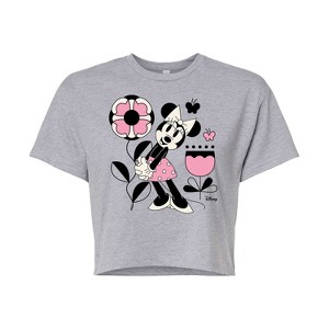 Women's - Disney - Minnie Mouse with Flowers & Butterflies Cropped Graphic T-Shirt - 1 of 4