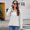 Womens Turtle Neck Cable Knit Sweater Half Zipper Trendy Cable & Rib Knit Textured Oversized Sweater Boyfriend Fit Loose Fit Winter Cozy Pullovers - 3 of 4