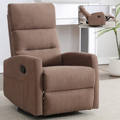 360° Swivel Manual Recliner Chair with Rocker,Fabric Recliner Chair for Living Room,Recliner Chair with Cushion Back and Square Arms-Coolbibila