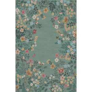 Fulvari Washable Rug,Botanical Area Rugs for Living Room,Non-Slip Soft Rug for Bedroom, Vintage Low Pile Dining Room Floral Rug Carpet - 1 of 4