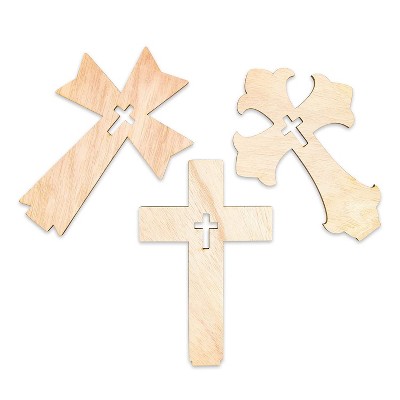 Bright Creations Wood Cross 12 Pack - Light Brown Standing Cross - 7 inches