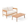 2-Piece Modern Acacia Wood Outdoor Loveseat Set with Cushions, Weather-Resistant Patio Furniture for Small Spaces or Porch - The Pop Home - 3 of 4