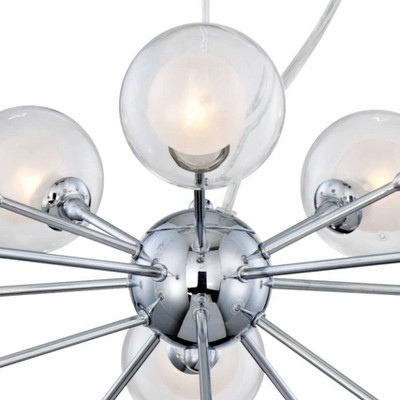 Celestial Chrome Sputnik 30" Chandelier with Frosted Glass Lights