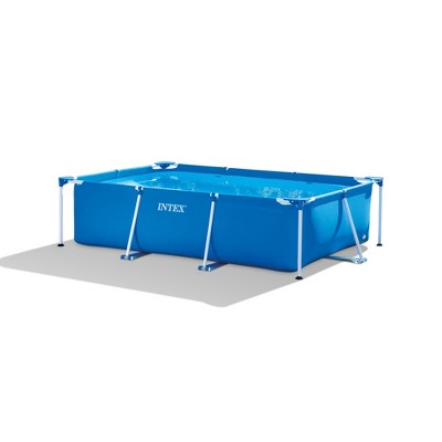 Intex 28272EH 9.8ft x 29.5in Rectangular Frame Outdoor Easy Assemble Kids Above Ground Swimming Pool with Flow Control Valve for Draining