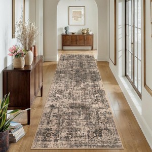 Washable Area Rug Vintage Distressed Rug Non Slip Rug Low Pile Rugs Soft Throw Rug Foldable Indoor Carpet for Living Room - 1 of 4