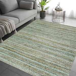 Area Rug, Home Decor Washable Modern Solid Braided Print Rug - Non-Slip Low Pile Neutral Carpet for Farmhouse Living Room Bedroom Dining Dorm - 1 of 4