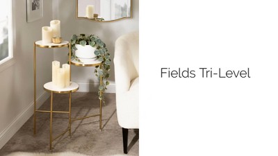 White and Gold Tri-Level Metal Plant Stand