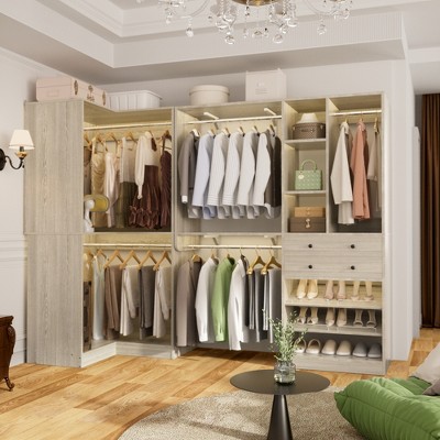 Aheaplus Large Closet System with Wooden Drawers and Shoe Racks